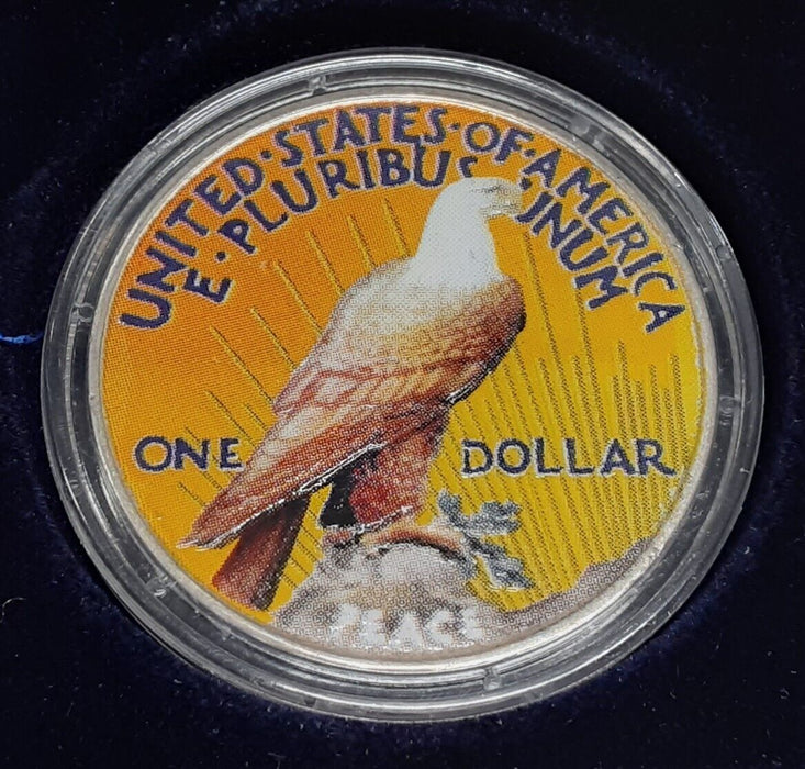 1922-D American Peace Silver Dollar Beautifully Colorized Coin in Case