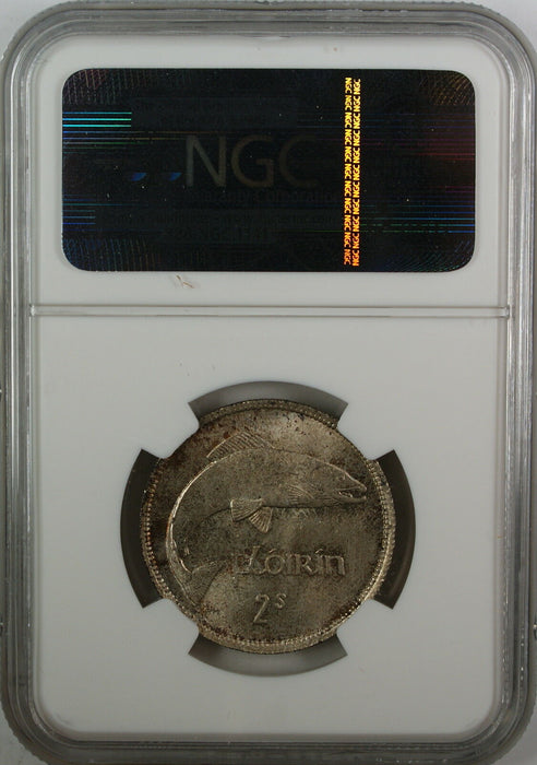 1942 Ireland Two Shilling, NGC MS-64, Toned