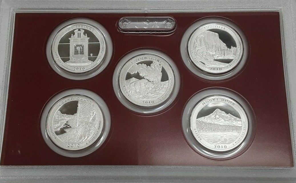 2010-S US Mint Silver Proof Set With Presidential Dollars 14 Gem Coins w/Box