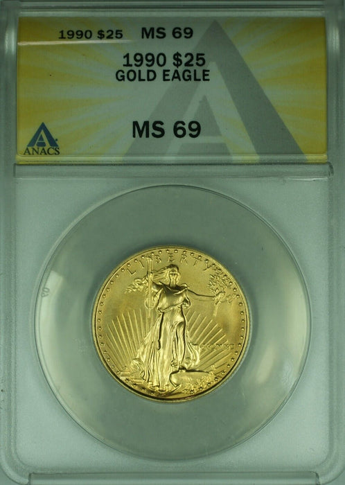 1990 $25 1/2 Oz American Gold Eagle AGE Coin ANACS MS-69