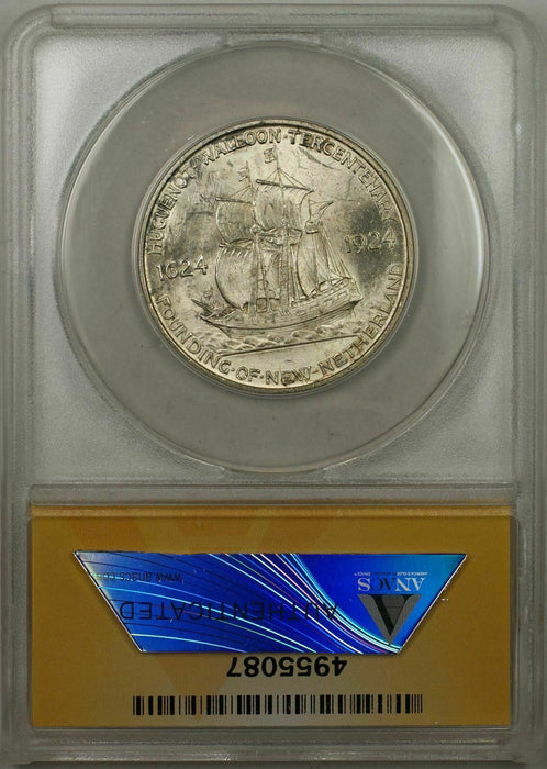 1924 Huguenot Commemorative Silver Half-Dollar Coin 50C ANACS MS-64 (9A)