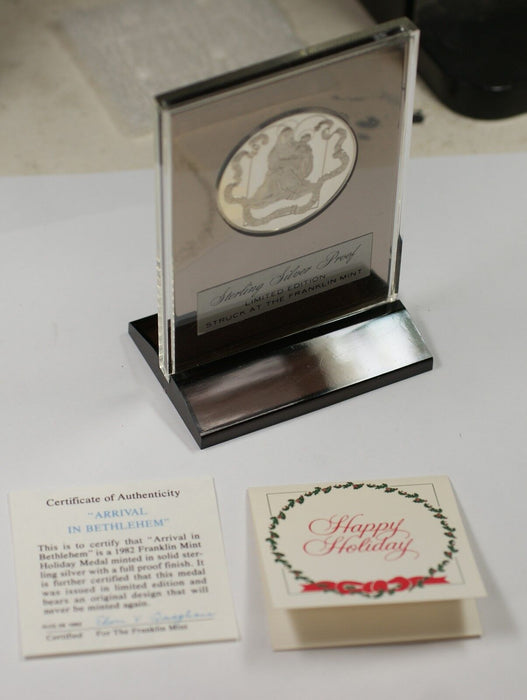 1984 Bringing Tree Home .925 Sterling Silver Proof Franklin Mint Holiday Medal