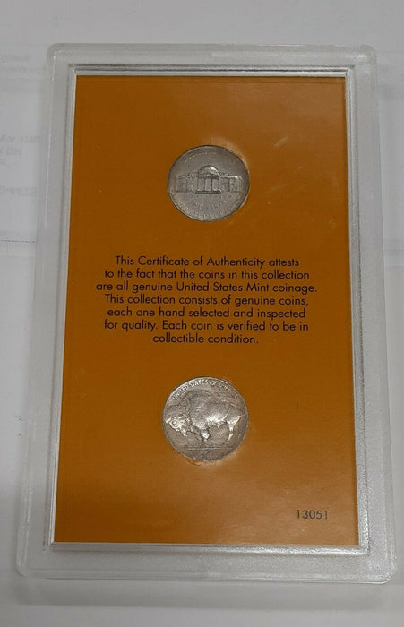 1938 Buffalo & Jefferson Nickels Double Dated Nickel Set - 2 Coins in Holder