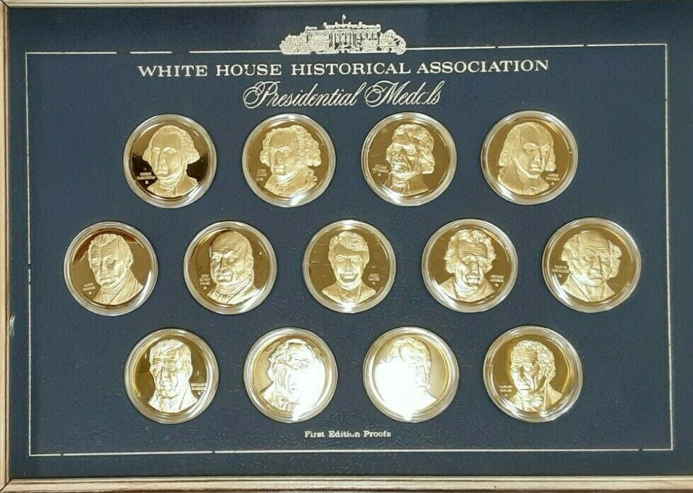 White House Historical Assoc 36 Pc Gold Plated/Silver Presidential Medals Set