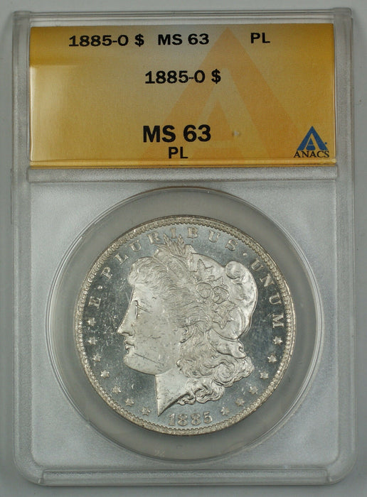 1885-O Morgan Silver Dollar Coin $1 ANACS MS-63 PL Proof-Like