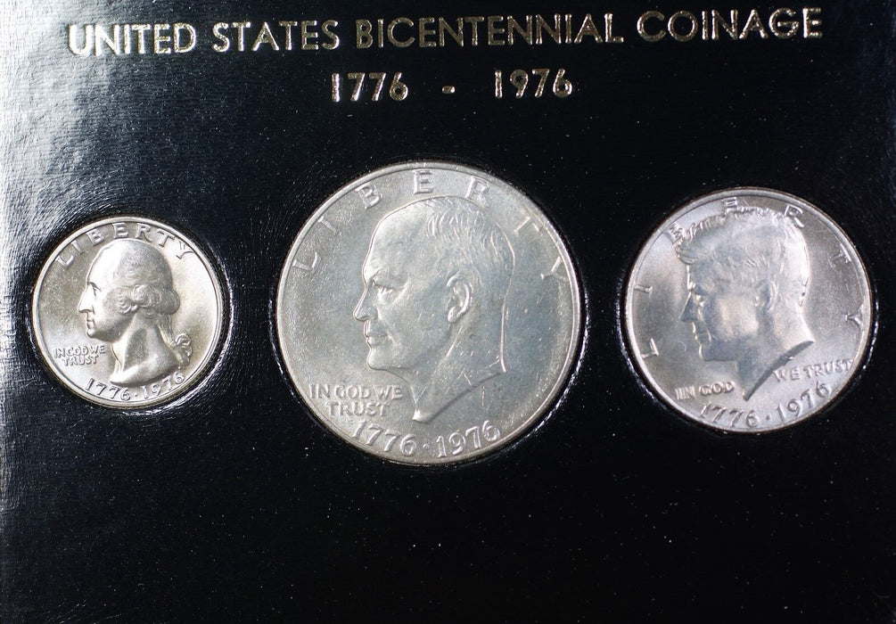 1976 United States Bicentennial Three Coin Brilliant Uncirculated Black Case