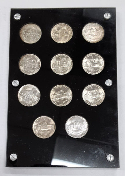 1942-1945 Silver War Nickel Set BU - 11 Coins Total in Acrylic Holder