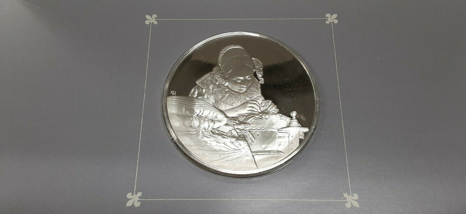 Franklin Mint Treasures of The Louvre .925 Silver Medal- The Lacemaker