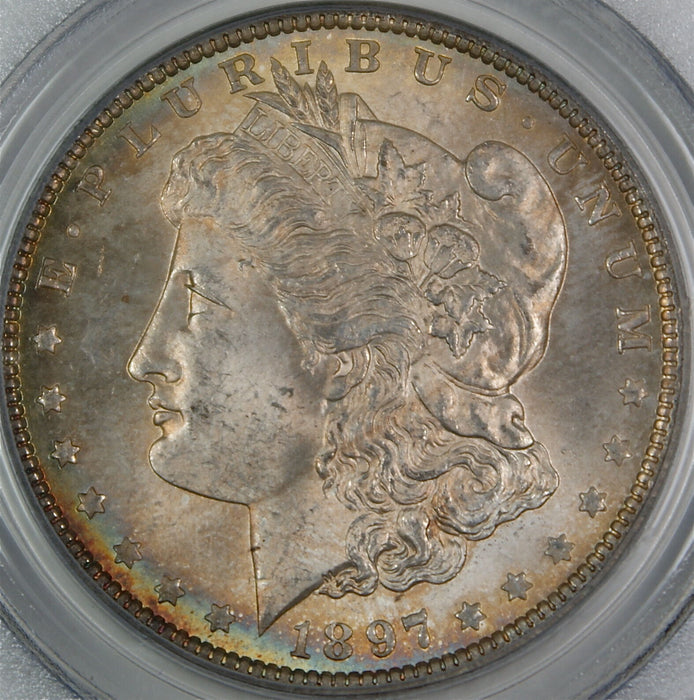 1897 Morgan Silver Dollar Coin $1 PCGS MS-63 Toned (B)