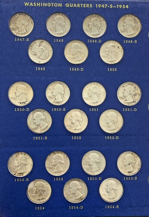 1932-1964 Washington Silver Quarter Complete Set-Whitman Deluxe Coin Album (H)