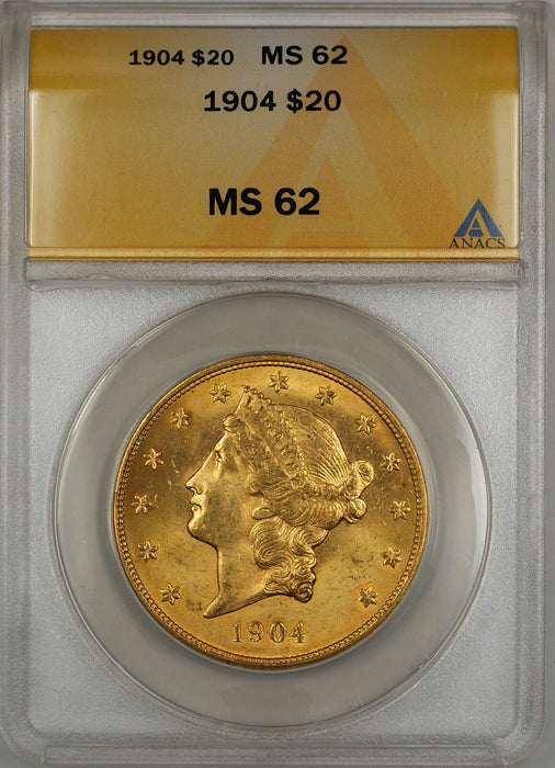 1904 $20 Liberty Double Eagle Gold Coin ANACS MS-62 SB (Better) (C)
