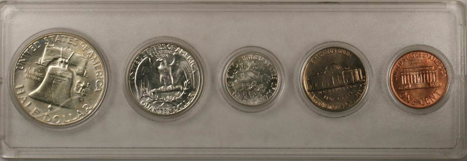 1963 D US Uncirculated Year Set with Silver Half Quarter and Dime 5 Coins Total