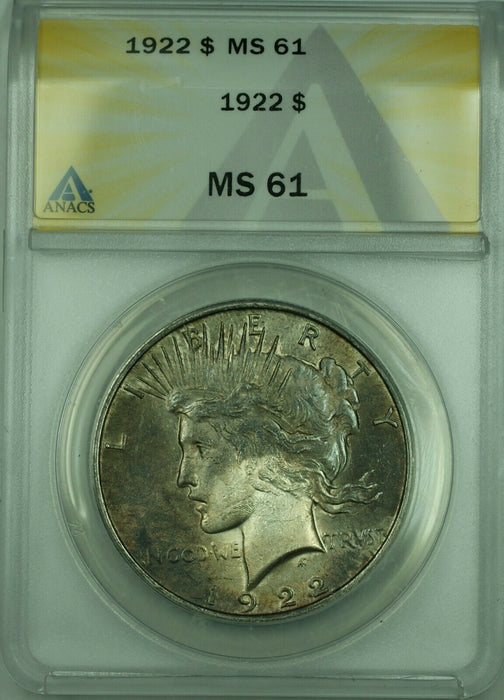 1922 Peace Silver Dollar $1 Coin ANACS MS-61 Toned (30)