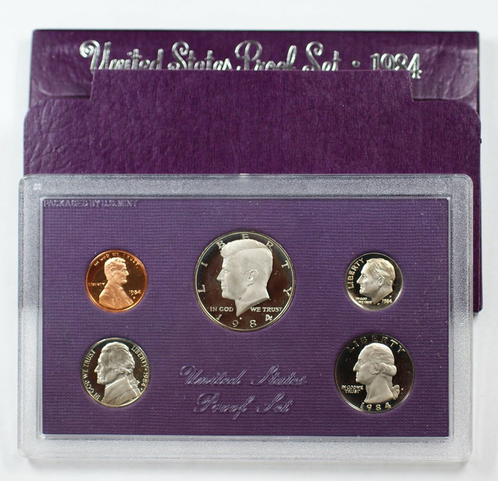 1984 US Mint Proof Set 5 Gem Coins , as issued
