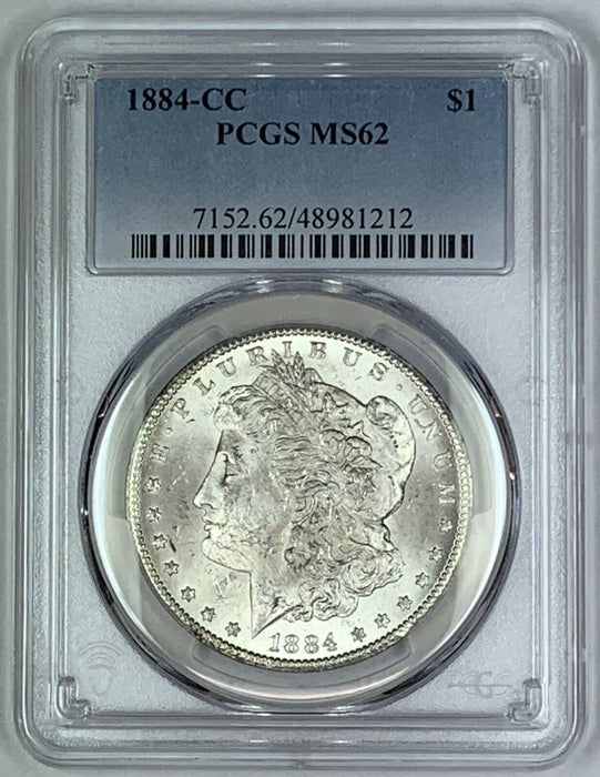 1884-CC Morgan Silver $1 Dollar Coin PCGS MS 62 (7) A