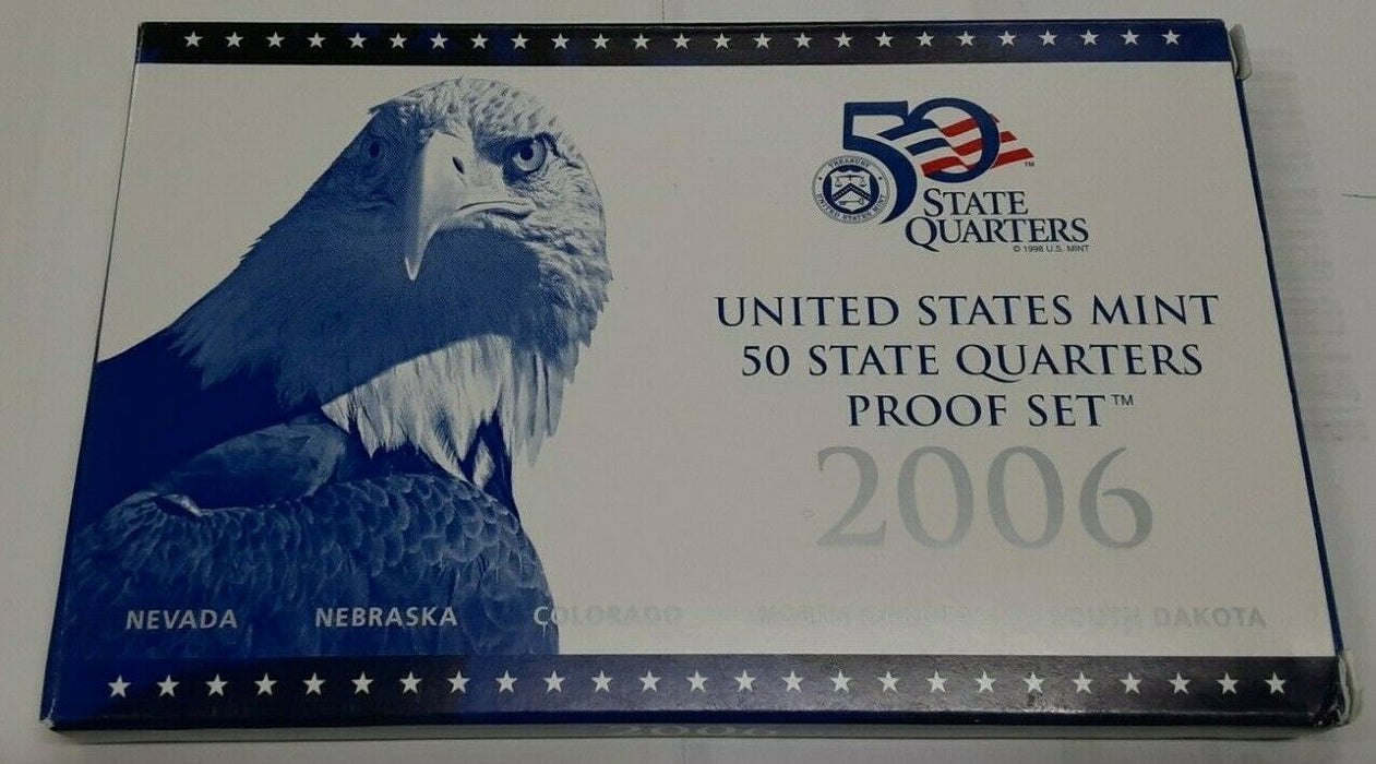 2006-S US Mint Clad Proof State Quarters Set 5 Gem Coins w/Box & COA