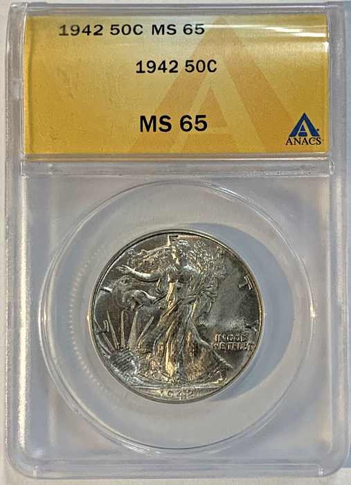 1942 Walking Liberty Half Dollar ANACS MS 65