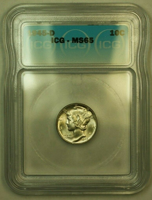1945-D Silver Mercury Dime 10c Coin ICG MS-65 B