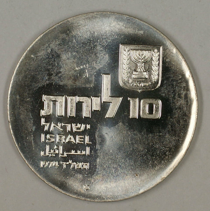 1974 Israel 10 Lirot Silver BU 26th Anniversary Commem Coin w Original Holder