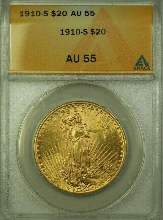 1910-S US St. Gaudens Double Eagle $20 Gold Coin ANACS AU-55 (WW)