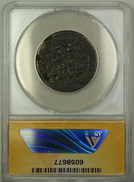1798 Style 2 Hair Draped Bust Large Cent 1c Coin ANACS G-6 Details Damaged Bent