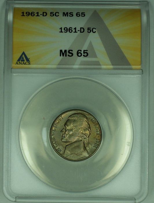1961-D Jefferson Nickel Toned 5C ANACS MS 65 (52)