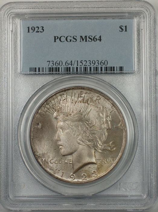 1923 Silver Peace Dollar $1 Coin PCGS MS-64 Toned (BR-12 T)