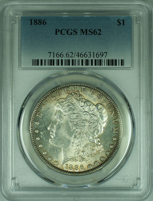 1886 Morgan Silver Dollar w/Light Toning PCGS MS-62 Better Coin  (34)