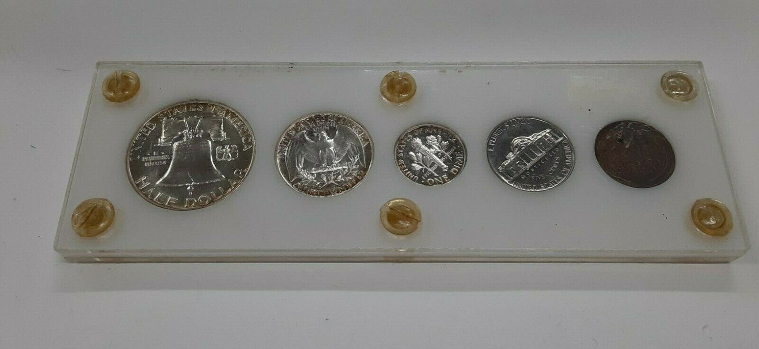 1955 United States Mint 5 Coin Proof Set in White Acrylic Holder 90% Silver (M)