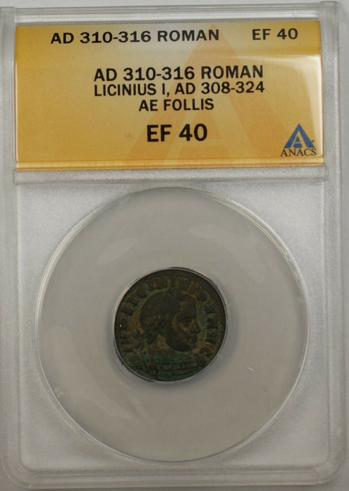 310-316 AD Roman Lincinius I Follis Ancient Coin AE Bronze ANACS EF 40