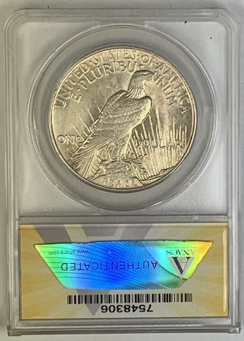 1921 Peace Silver $1 Dollar Coin ANACS AU 58 Details