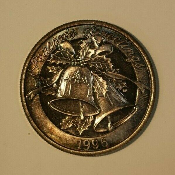 1996 Season's Greetings Mistletoe 1oz Proof Silver Coin .999 Fine