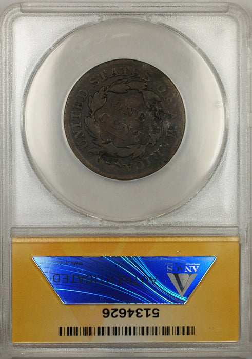 1833 Coronet Head Large Cent 1c Coin ANACS GD-6 Details Damaged-Bent PRX