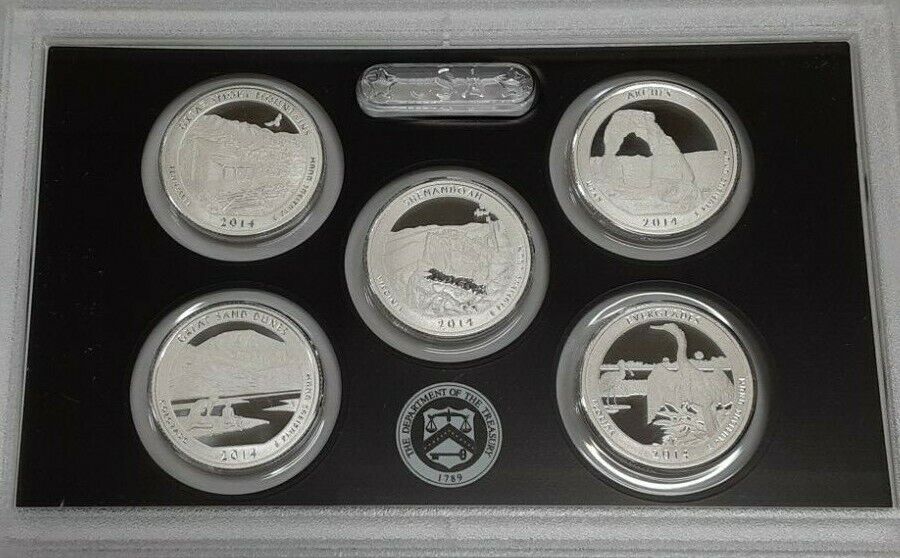 2014-S America the Beautiful Quarter 5 Coin Silver Proof Set in OGP