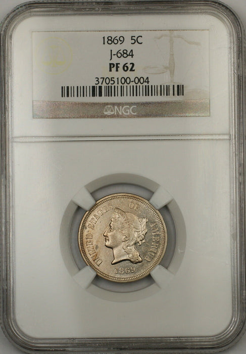 1869 5c Nickel Pattern Proof Coin NGC PF-62 J-684 Judd