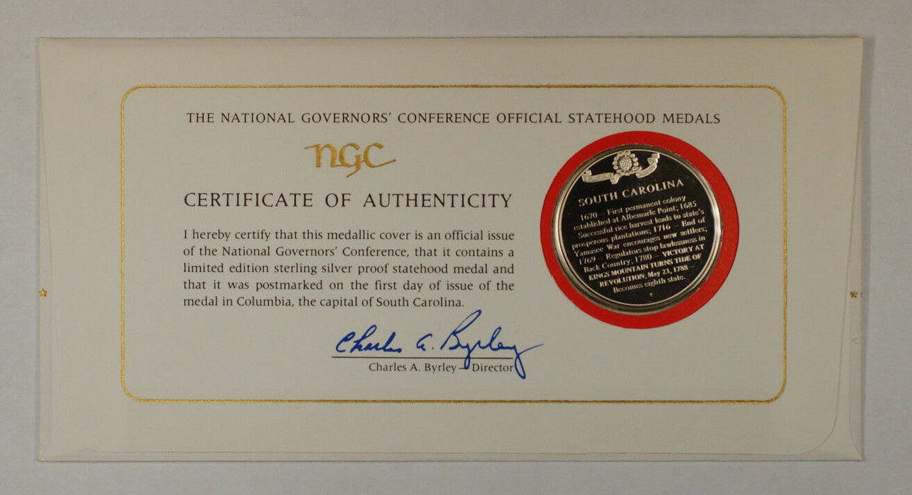 1974 Postmasters Of America Commemorative Silver Medal South Carolina