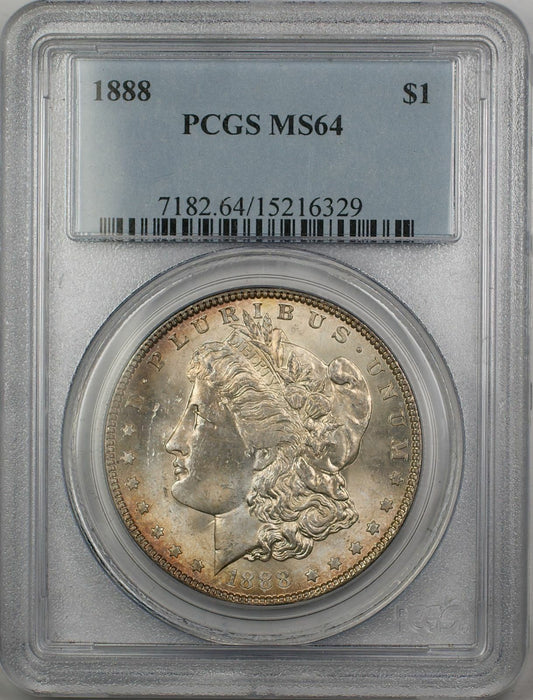 1888 Morgan Silver Dollar $1 Coin PCGS MS-64 Toned (3I)