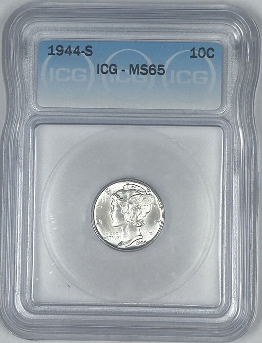 1944-S Mercury Silver Dime 10c Coin ICG MS 65 (54) U