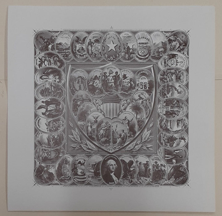 BEP Souvenir Card - Constitution Bicentennial/State Shields Brown Vignette B 109