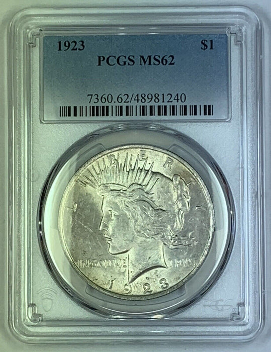 1923 Peace Silver $1 Dollar Coin PCGS MS 62 (9) B