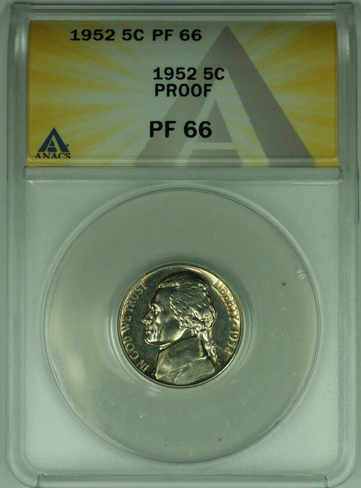 1952 Jefferson Nickel Proof 5C ANACS PR 66 (52)