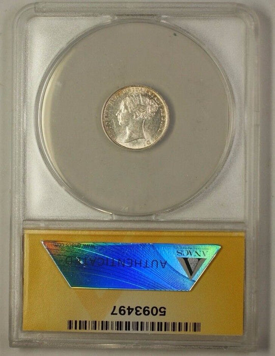 1886 Great Britain Three Pence 3P Silver Coin ANACS AU-58