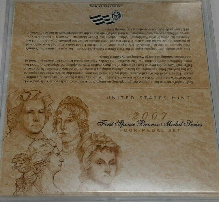 2007 First Spouse US Mint Bronze Medals 4 Piece Set in Plastic Hollder W/COA