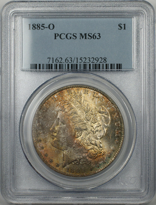 1885-O Morgan Silver Dollar $1 PCGS MS 63 Toned (BR-18 I)