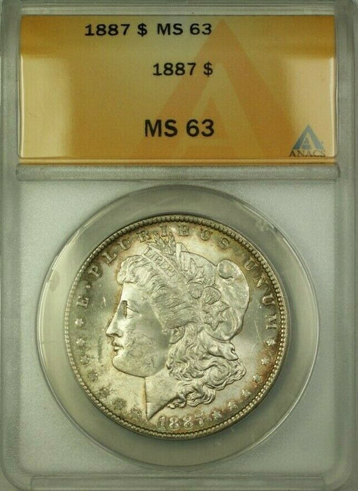 1887 Morgan Silver Dollar $1 ANACS MS-63 Rim Toning (WW)