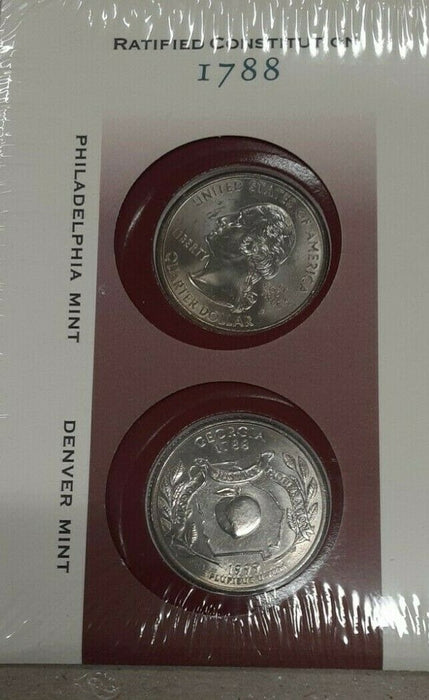 Georgia 1999 P&D Statehood Quarter Set in Orig. US Mint Coin Cover w/Stamp