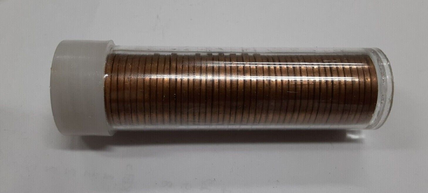 1968 US Lincoln Cents BU Roll 50 Coins Total in Coin Tube