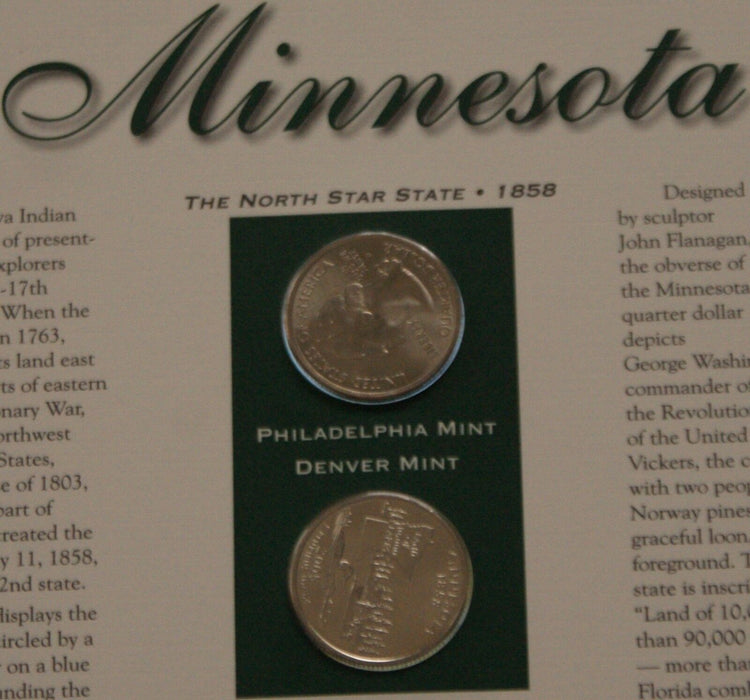 Minnesota 2005 P&D Quarter for Anniversery of Statehood Bonus Stamp