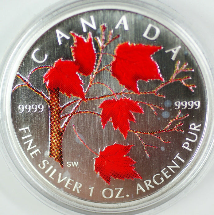 2004 Canada Silver Maple Leaf Coloured Coin 1oz .9999 w/ Box & COA