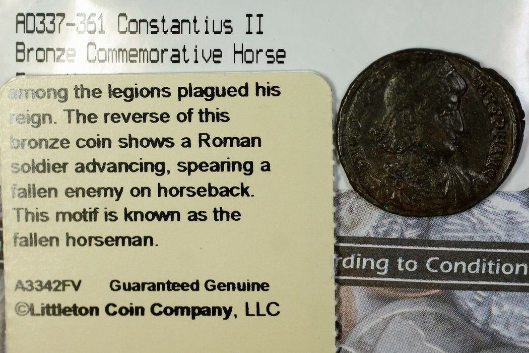 337-361 AD CE Constantius II Bronze Centenioalis Fallen Horseman Coin Littleton